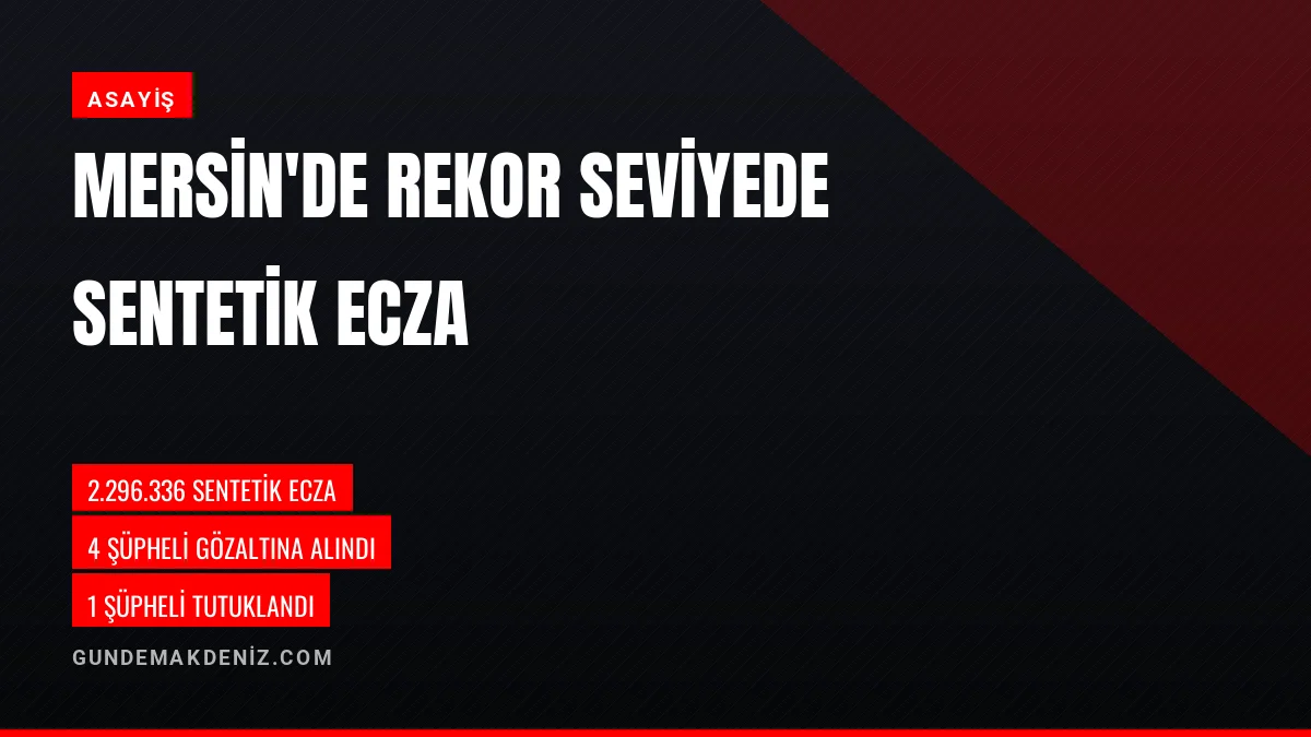 Mersinde Uyuşturucu Operasyonunda 2 Milyondan Fazla Ecza Ele Geçti